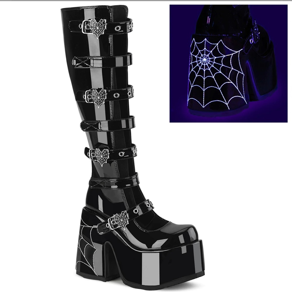 New Demonia Camel-223 Platform Open Front Knee High Boots (SOLD OUT)